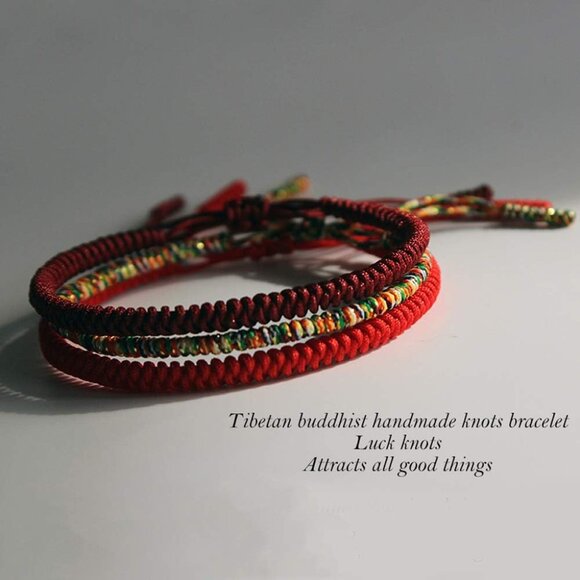 Men Women Chinese Lucky Red String Bracelet Tibetan Buddhist Prayer Handmade Yog - Picture 5 of 8